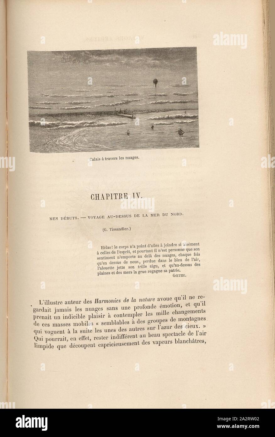 Calais durch die Wolken, Hot Air Balloon Neptun 1868 in der Nähe von Calais, Signiert: C. Laplante sc, Abb. 77, S. 399, Laplante, Charles (sc.), 1870, James Glaisher; Camille Flammarion; Wilfrid de Fonvielle; Gaston Tissandier: Voyages Aériens. Paris: Hachette, 1870 Stockfoto