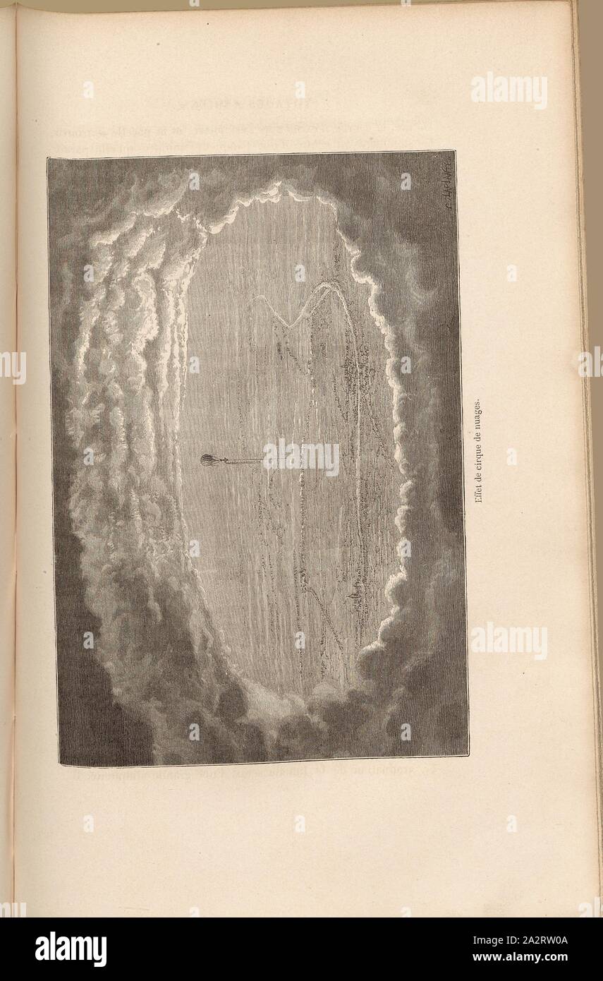Cloud Zirkus Wirkung, Heißluftballon unter Wolkenbildung, unterzeichnet: C. Laplante, Abb. 86, S.435, Laplante, Charles (sc.), 1870, James Glaisher; Camille Flammarion; Wilfrid de Fonvielle; Gaston Tissandier: Voyages Aériens. Paris: Hachette, 1870 Stockfoto