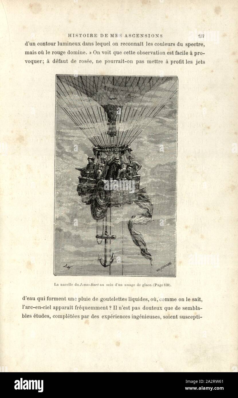 Die jean-bart Korb in eine Wolke aus Eis, Korb des Ballons Jean Bart, Abb. 34, S. 137, 1887, Gaston Tissandier: Histoire de mes Aufstiege. Récit de Quarante voyages Aériens (1868-1886). Paris: Maurice Dreyfous, 1887 Stockfoto