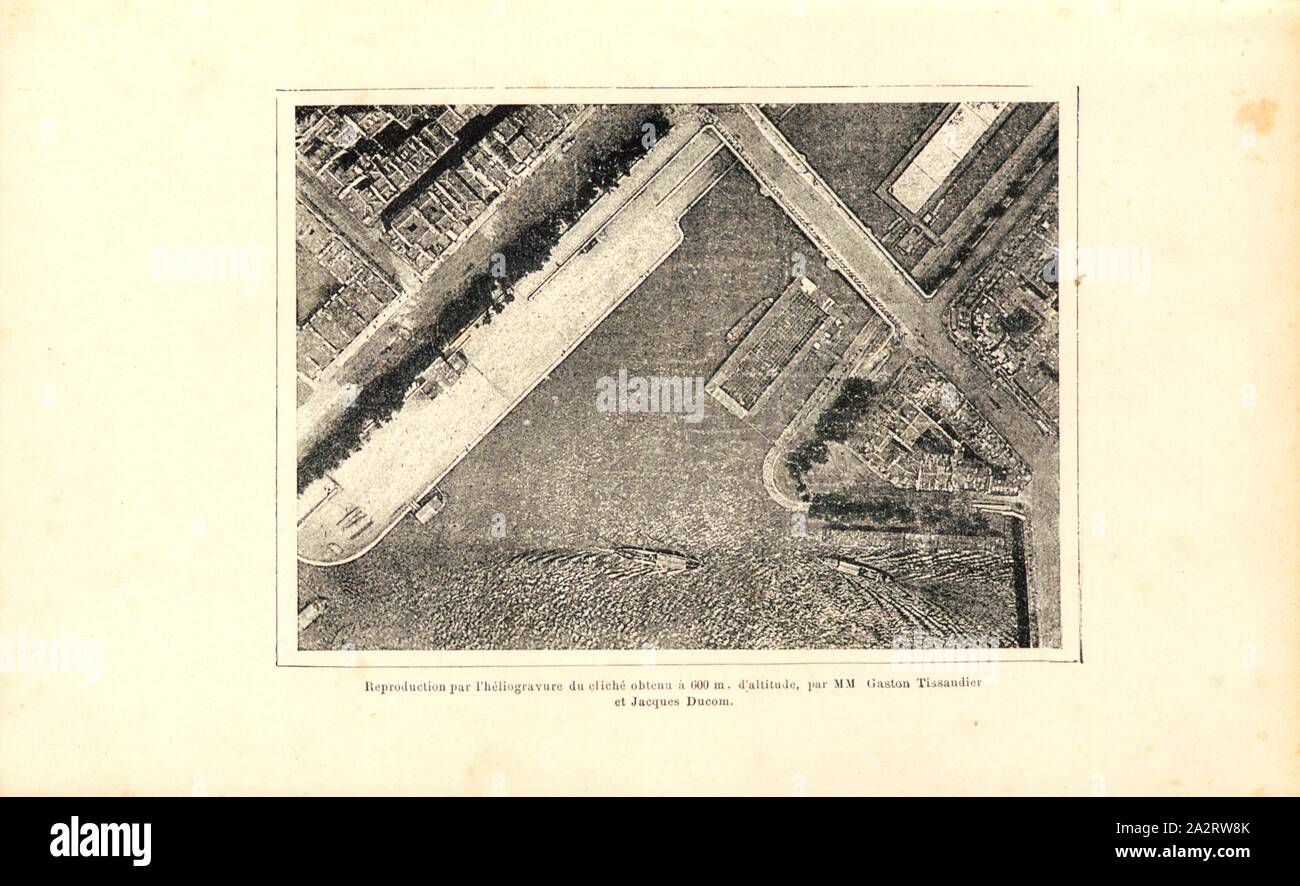 Reproduktion von Tiefdruck der Fotografie, die in 600 m Höhe, von MM. Gaston Tissandier und Jacques Ducom, Foto aus 600 m Höhe von Gaston Tissander und Jacques Ducom während eines Fluges, Abb. 73, S. 279, Gaston Tissandier, (Hg.); Ducom, Jacques (Hg.), 1887, Gaston Tissandier: Histoire de mes Aufstiege. Récit de Quarante voyages Aériens (1868-1886). Paris: Maurice Dreyfous, 1887 Stockfoto