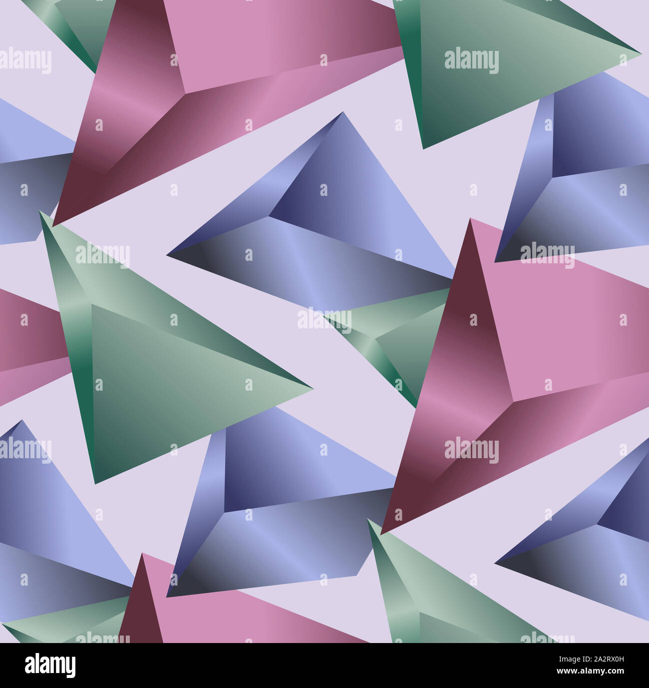 Sramless geometrische Muster. Abstrakte Dreieck Hintergrund. Farbige 3D-Dreiecke. Moderne Tapete mit Licht mor Hintergrund. Stockfoto