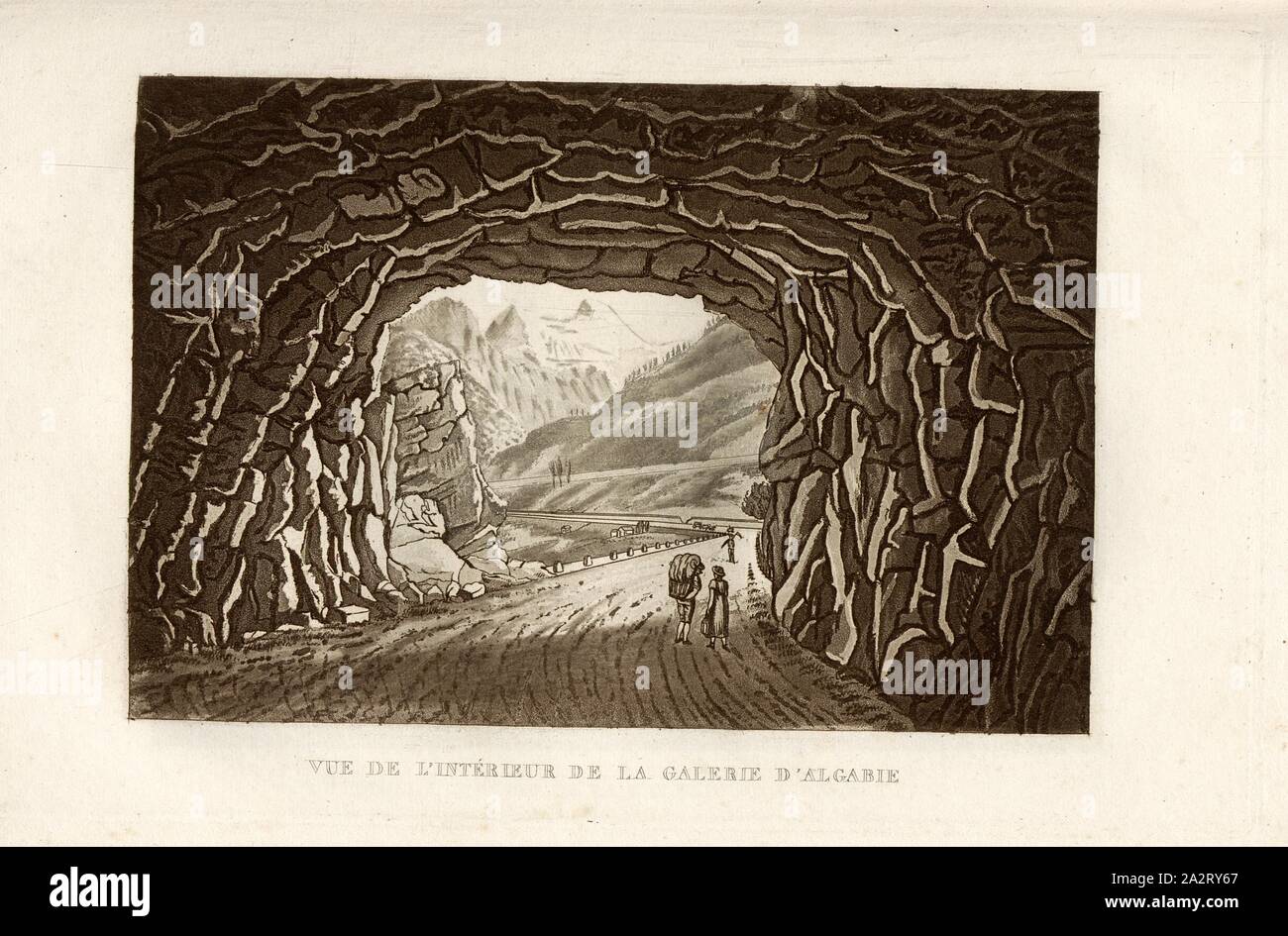 Innenansicht des Algabia Galerie, Innenraum des Algabie Galerie, Aquatinta, Platte 11, Lory, Gabriel Ludwig; Lory, Mathias Gabriel, 1839, [Gabriel Ludwig Lory, Mathias Gabriel Lory], Recueil de vues de la Suisse (...). Paris: Imp.de Pommeret et Moreau, [1850 Stockfoto