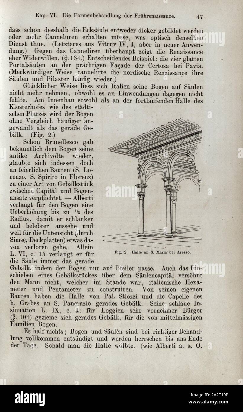 Halle in S. Maria in der Nähe von Arezzo, Kirche Santa Maria delle Grazie in Arezzo, Abb. 2, S. 47, 1867, Jacob Burckhardt; Wilhelm Lübke: der neueren Baukunst. Stuttgart: Verlag von Ebner & Seubert, 1867 Stockfoto