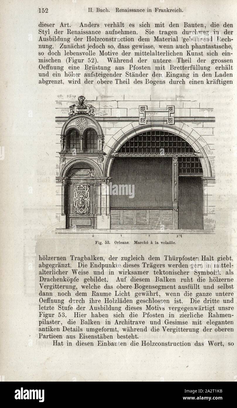 Orleans. Geflügel, Ansicht der Orléans Gebäude, Abb. 53, S. 152, 1867, Jacob Burckhardt; Wilhelm Lübke: der neueren Baukunst. Stuttgart: Verlag von Ebner & Seubert, 1867 Stockfoto