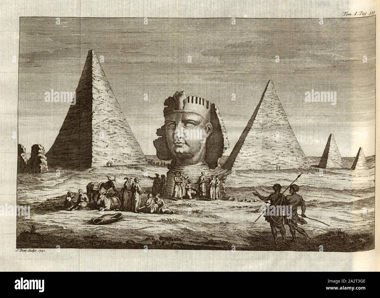 Pyramiden, Pyramiden, Platte, auf S. 338, Histoire universelle depuis le Beginn du Monde jusqu'à vorhanden, traduite de l'anglois. Bd. 1, Bl. 1. Amsterdam, Leipzig: chez Arkstée et Merkus, MDCCLXX Stockfoto