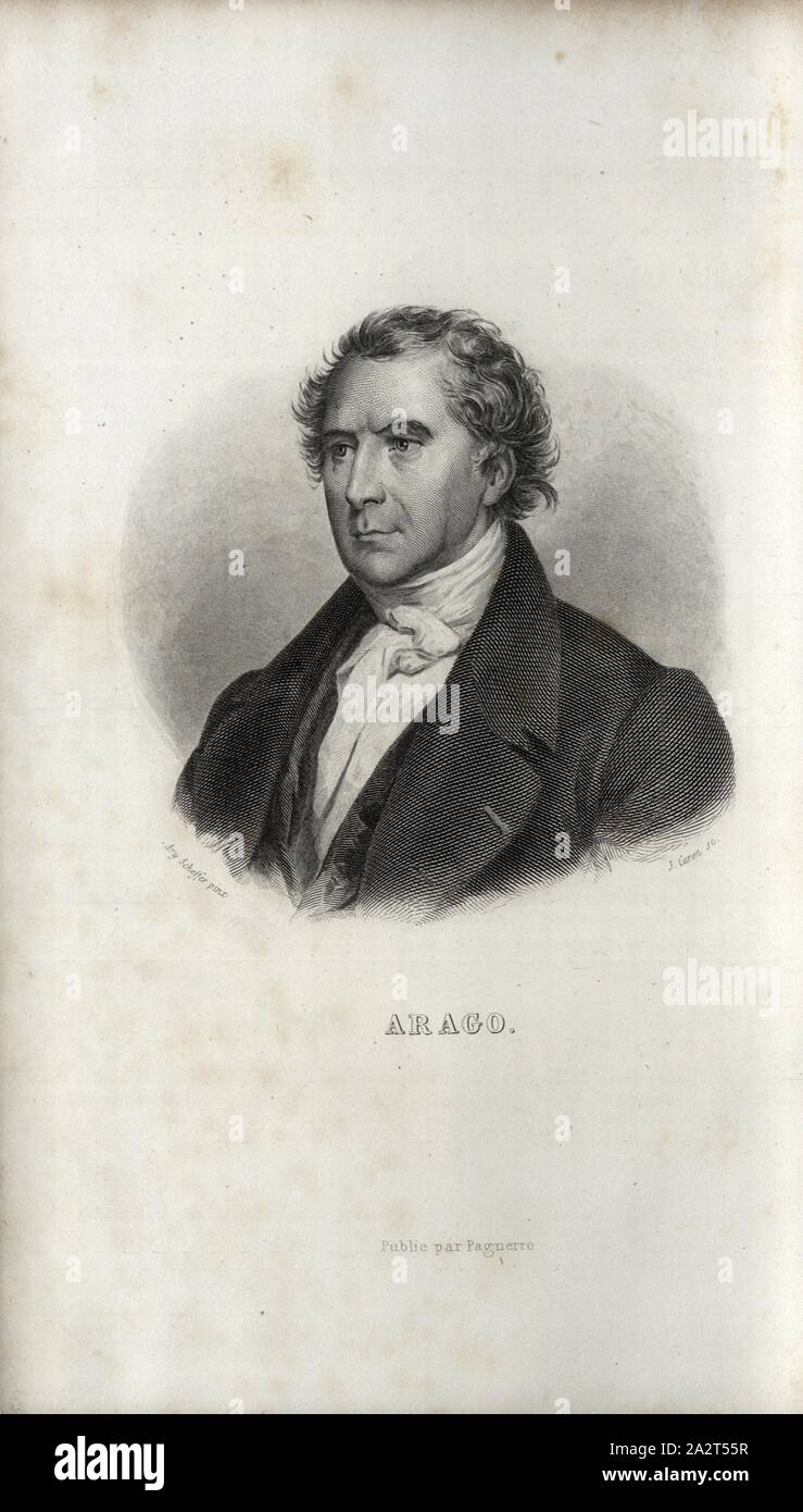 Arago und Dominique Francois Jean Arago, unterzeichnet: Ary Scheffer pinx, J. Caron sc, Abb. 2, S. 254, Scheffer, Ary (pinx.); Caron, J. (Sc), Louis Blanc: Révolution Française: Histoire de Dix Ans 1830-1840. Bd. 1, Bl. 5. Paris: Pagnerre, 1848 Stockfoto