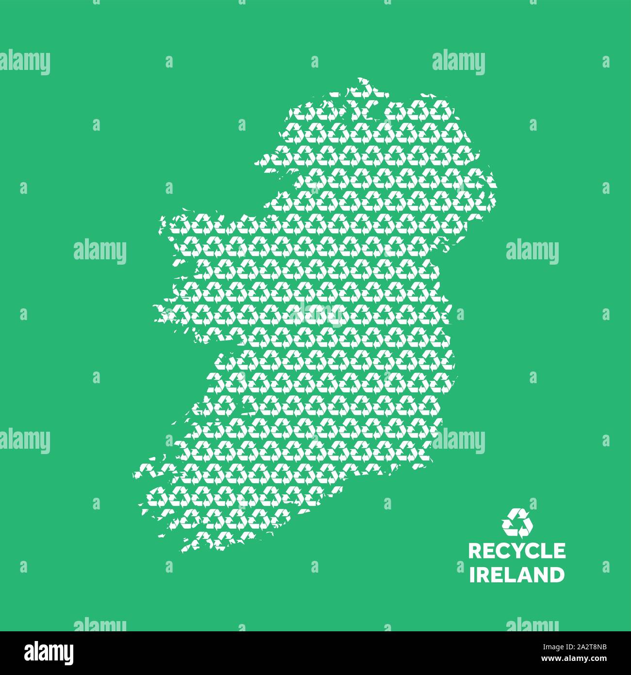 Irland Karte vom Recycling Symbol. Umweltkonzept Stock Vektor