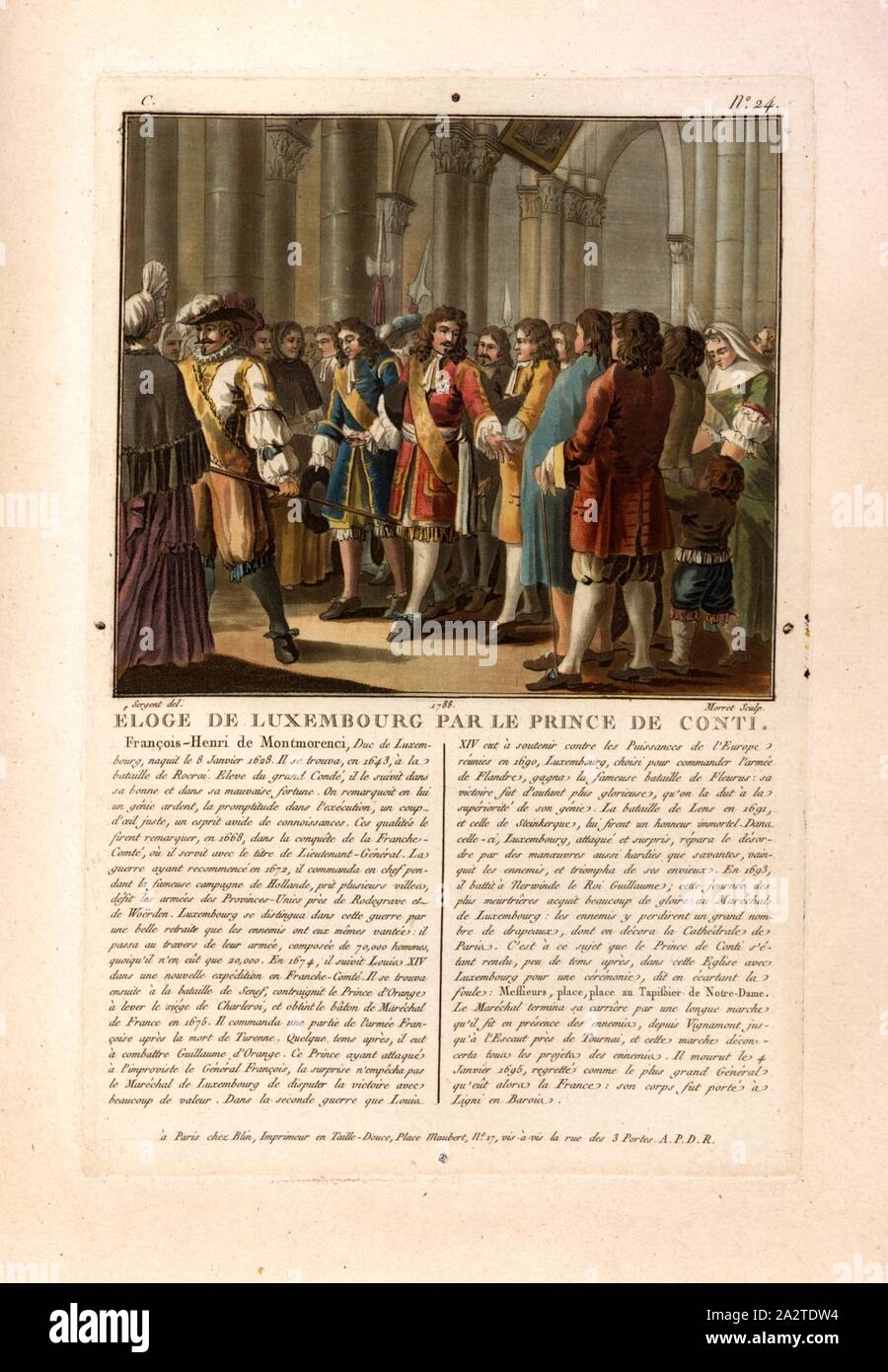 Lob von Luxemburg von Prince de Conti, Rede von Armand de Bourbon, Prince  Conti, unterzeichnet: Sergent (Del.); Morret (sculp.); chez Blin, C. 24,  Sergent, Antoine Louis François (Del.); Morret, Jean-Baptiste (sc.); Blin (