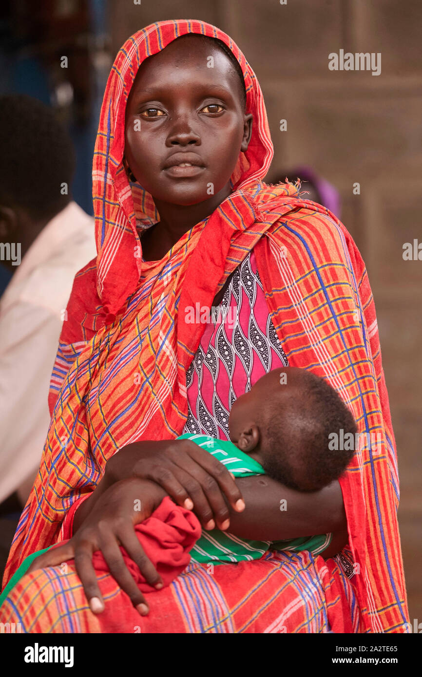 Der Süden des Sudan Maban Medair Frau, Mutter und Kind im Krankenhaus erhalten medizinische Hilfe Foto Jaco Klamer 16-03-2016 Stockfoto