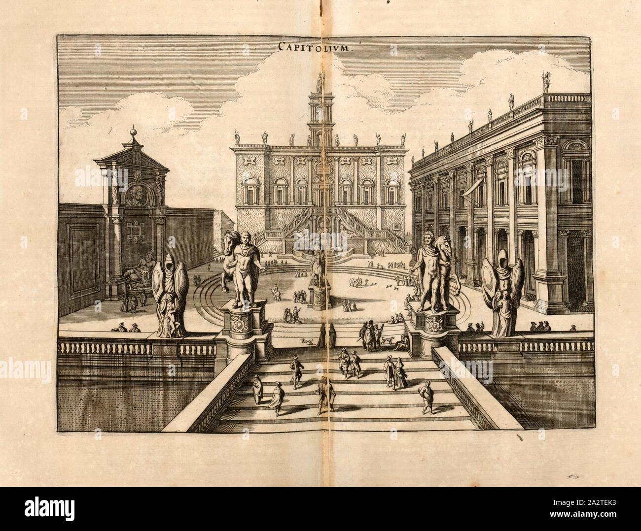 Capitolium, Kapitol in Rom (Italien), Abb. 30, S. 148, 1640, Martin Zeiller: Itinerarium Italiae Nov-antiquae oder Raiss-Beschreibung Niederländisch Italienisch: Darinn nicht allein viel underschiedliche Weg durch das Welschland selbsten [...]. Frankfurt am Mayn: in Merians Verlegung Matthaei, M.DC.XL. [1640 Stockfoto