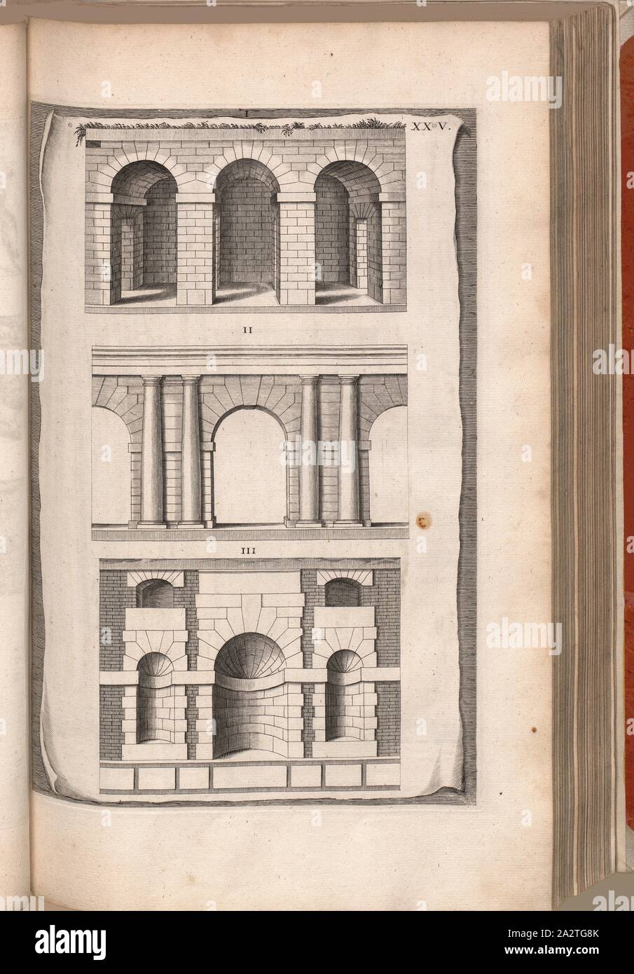 Stonewall, Wänden und Bögen, Abb. 40, XXV, S. 30, Offizin Endter Nürnberg (Imp.), 1775, Joachim von Sandrart: Teutsche Academie der Bau-Bildhauer- und Maler-Kunst: Worinn sterben Regeln und Lehrsätze of this Künste gegeben, nicht weniger zu sterben mehrerer Erläuterung und Beispiele Beispiele der alten und neuen Künstler in Kupfer beygefüget worden, wie solche in Rom auf das genaueste abgezeichnet sind: nebst den Lebensbeschreibungen und Beispiele der griechischen, römischen und neuen Künstler, ingleichen der Anzeige ihrer vornehmsten Werke. Nürnberg: verlegt in der Johann Andreas Endterischen Handlung, 1768 - Stockfoto