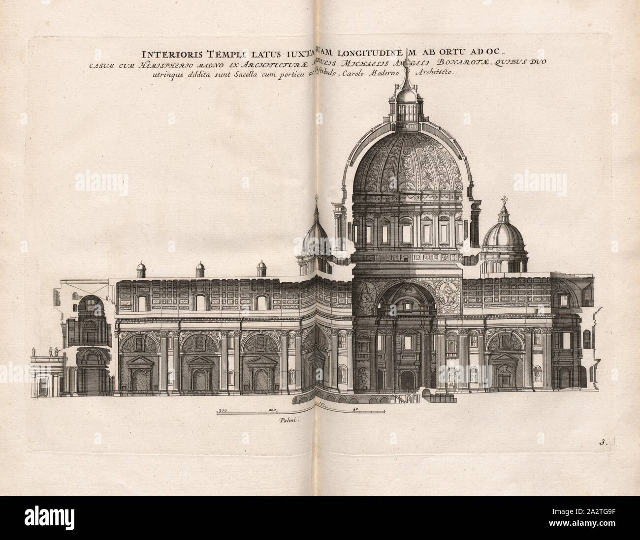 Die innere Seite des Tempels..., Längsschnitt von der Basilika von St. Peter in Rom, Abb. 59, 3, S. 94, Offizin Endter Nürnberg (Imp.), 1775, Joachim von Sandrart: Teutsche Academie der Bau-Bildhauer- und Maler-Kunst: Worinn sterben Regeln und Lehrsätze of this Künste gegeben, nicht weniger zu sterben mehrerer Erläuterung und Beispiele Beispiele der alten und neuen Künstler in Kupfer beygefüget worden, wie solche in Rom auf das genaueste abgezeichnet sind: nebst den Lebensbeschreibungen und Beispiele der griechischen, römischen und neuen Künstler, ingleichen der Anzeige ihrer vornehmsten Werke. Nürnberg Stockfoto