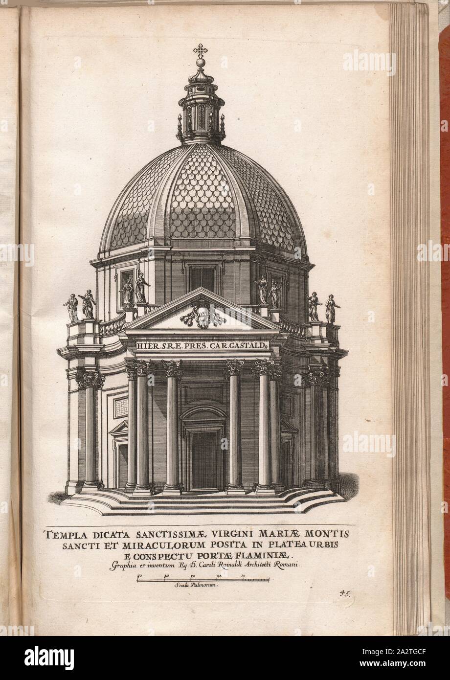 Ein Tempel war der seligen Jungfrau Maria vom Berg des Heiligen gewidmet, und die Straße der Stadt, aus der Sicht des Tores, steckten sie in eine der Flaminian Miracoli, Kirche Santa Maria in Montesanto in Rom, Abb. 101, 45, nach S.94, Offizin Endter Nürnberg (Imp.), 1775, Joachim von Sandrart: Teutsche Academie der Bau-Bildhauer- und Maler-Kunst: Worinn sterben Regeln und Lehrsätze of this Künste gegeben, nicht weniger zu sterben mehrerer Erläuterung und Beispiele Beispiele der alten und neuen Künstler in Kupfer beygefüget worden, wie solche in Rom auf das genaueste abgezeichnet sind: nebst den Stockfoto