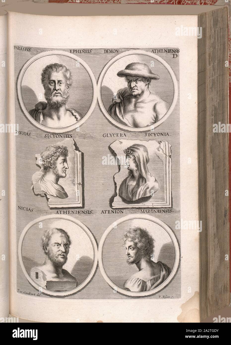 Parasius Ephesus Teufel Athen weißeste Sicyonian Sicyonian Glycerius, nicias Athen Atenion Maronaeensis, Portrait von parrhasios von Ephesus, Daemon von Athen, Pausias von Sikyon, der Sicyonia Glycera, Nikias, Athenion, Datum geschätzt, unterzeichnet: J. v. Chr., Sandrart del, S. Kilian s, Abb. 4, D, nach S. 64, Sandrart, Joachim von (Del.); Kilian, Philipp (sc.), 1774, Joachim von Sandrart: Teutsche Academie der Bau-Bildhauer- und Maler-Kunst: Worinn sterben Regeln und Lehrsätze of this Künste gegeben, nicht weniger zu sterben mehrerer Erläuterung und Beispiele Beispiele der alten und neuen Künstler in Kupfer Stockfoto