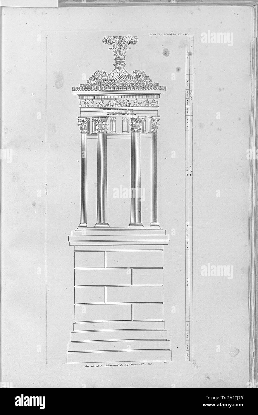 Denkmal für Lysikrates, PL. III: Das Denkmal des Choragic Lysic Rat; antike Monument, Stuart, James; Revett, Nicolas, 1829, James Stuart und Revett Nicholas: Alterthümer zu Athen sterben. Leipzig und Darmstadt: Verlag von Carl Wilhelm Leske, [1829 Stockfoto