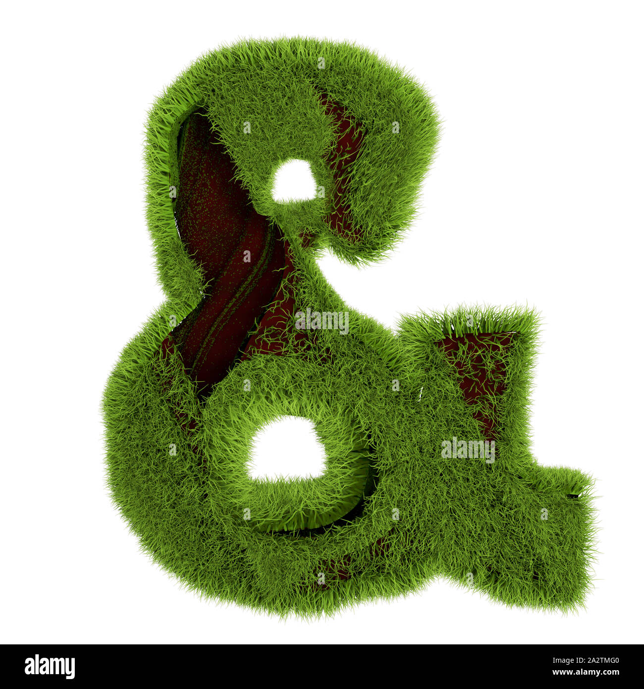 Grüne Gras kaufmännisches, auf weißem Hintergrund. 3D-Darstellung. Stockfoto