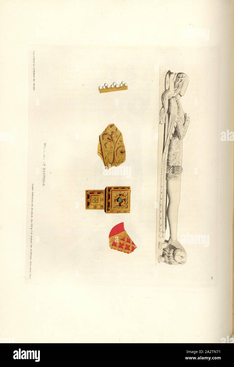 William von Hatfield, Grab von William von Hatfield im York Minster von York in Yorkshire, unterzeichnet: Gezeichnet und Geätzt durch C.A. Stothard Jun, herausgegeben von C.A. Stothard Jun, Abb. 79, 70, nach S. 56, Stothard, Charles Alfred Jun (gezogen, geätzt und publ.), Charles Alfred Stothard, Alfred John Kempe: Das monumentale Bildnisse von Großbritannien: aus unserem Kathedralen und Kirchen ausgewählt, mit dem Ziel das Zusammenbringen, und die Erhaltung der richtigen Darstellungen der besten historischen Abbildungen vorhanden, von der normannischen Eroberung der Herrschaft von Heinrich der Achte: Dedizierte durch die Erlaubnis, die Prinz Stockfoto