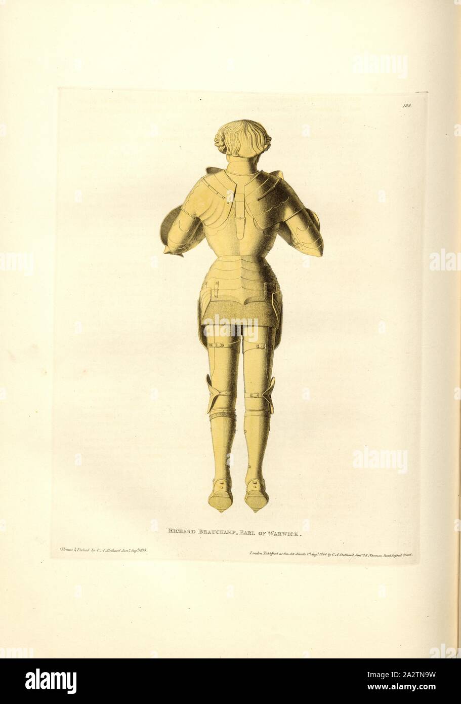 Richard Beauchamp, Graf von Warwick, Abbildung des Grabes von Richard Beauchamp, 13. Earl of Warwick in der St. Mary's Church, Warwick, unterzeichnet: Gezeichnet und Geätzt durch C.A. Stothard Jun, herausgegeben von C.A. Stothard Jun, Abb. 136, 124, nach S. 92, Stothard, Charles Alfred Jun (gezogen, geätzt und publ.), Charles Alfred Stothard, Alfred John Kempe: Das monumentale Bildnisse von Großbritannien: aus unserem Kathedralen und Kirchen ausgewählt, mit dem Ziel das Zusammenbringen, und die Erhaltung der richtigen Darstellungen der besten historischen Abbildungen vorhanden, von der normannischen Eroberung der Herrschaft von Heinrich der 8. Stockfoto
