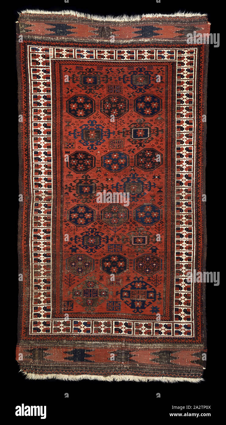 Teppich "Baluchi" Menschen, 1850-1875, Wolle, 37 x 69 cm, 94,0 x 175,3 cm, Textil und Mode Kunst Stockfoto