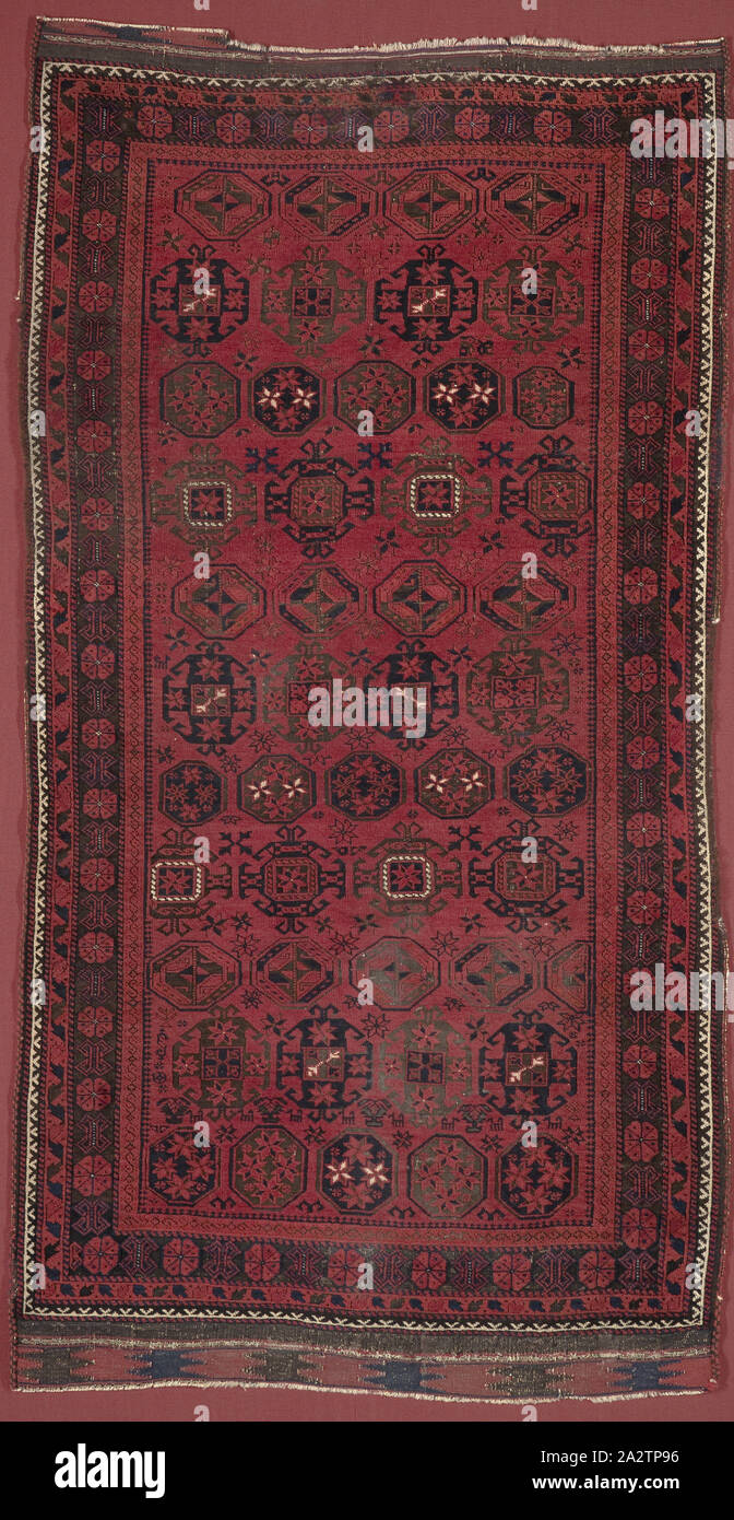 Teppich "Baluchi" Menschen, 1875-1900, Wolle, 43-3/4 x 82-1/2-in., Textil und Mode Kunst Stockfoto