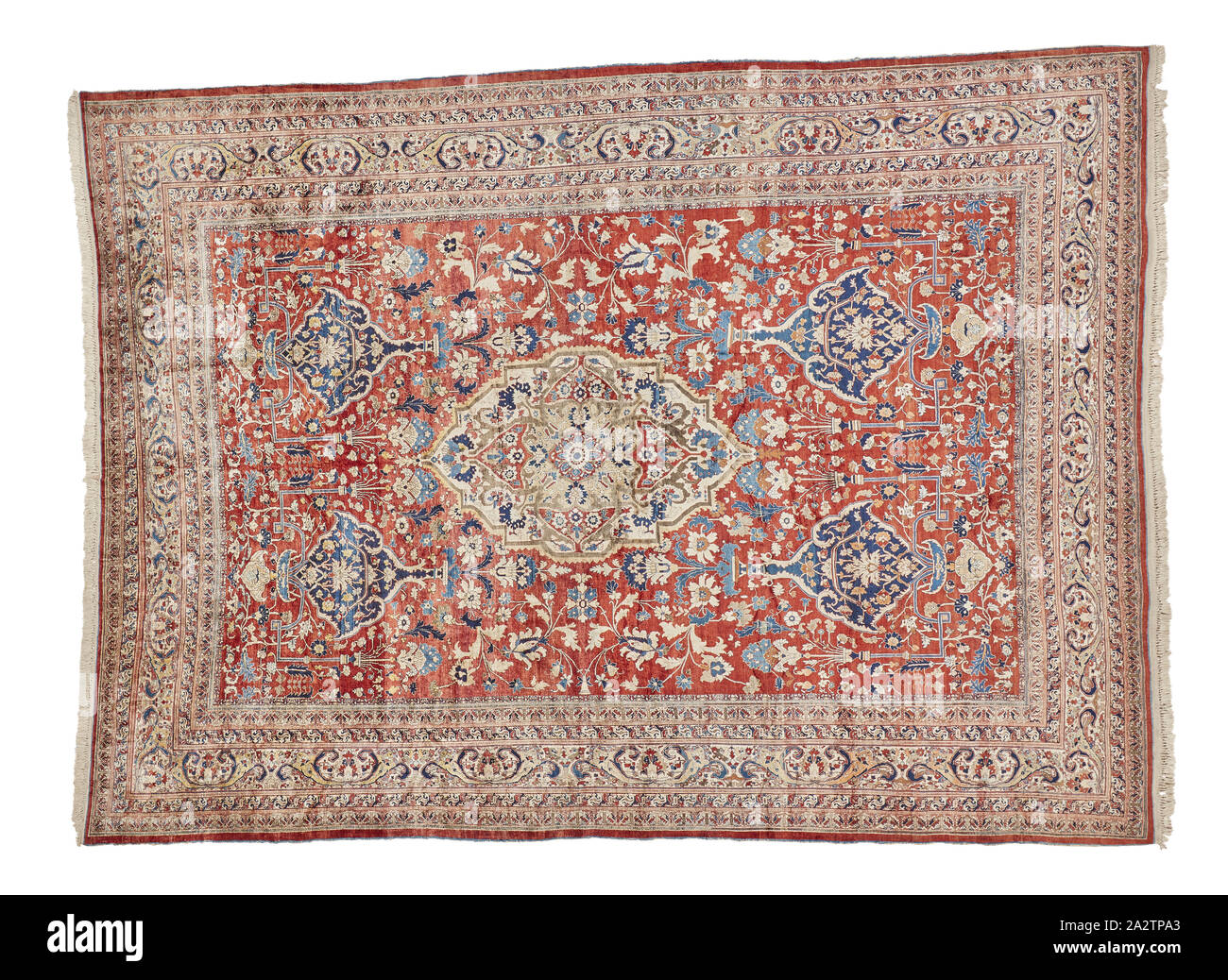 Teppich, 1880s-1890 s, Seide, Seide pile Warp 625 Knoten pro Zoll, 120-3/4 x 166-1/2-in., Textil und Mode Kunst Stockfoto