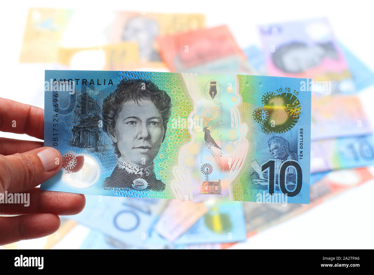 Zehn Dollar, $ 10 Die australische Währung beachten Stockfoto