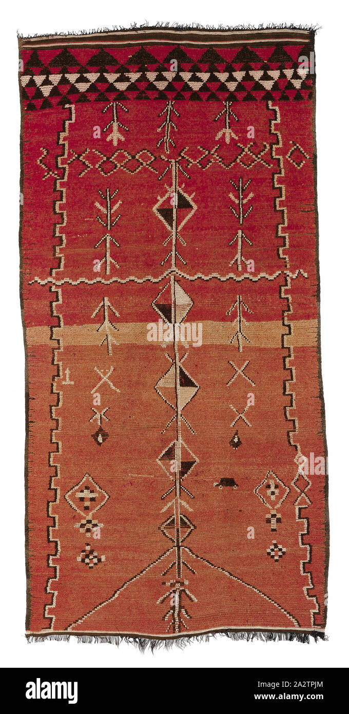 Teppich, Berbervölker, 1920er oder 1930er, wolle, 122 x 60 in., 309.9 x 152.4 cm, Textil und Mode Kunst Stockfoto