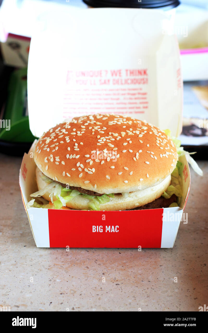 Schließen Sie herauf Bild von McDonald's Big Mac burger Stockfoto