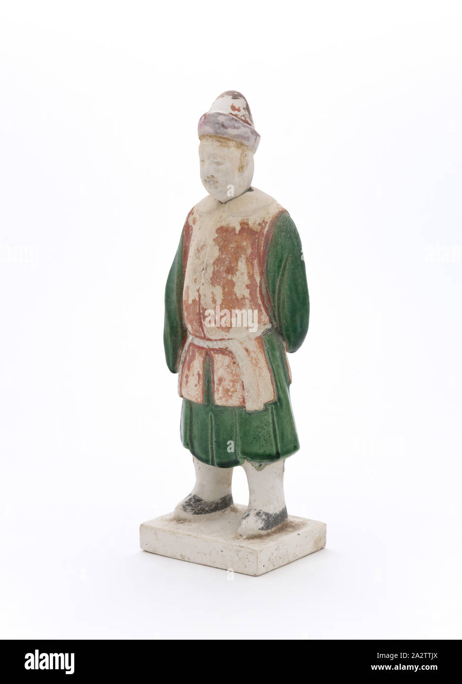 Beerdigung Figur: Kopf und Körper, Ming Dynastie, Ming Dynastie, 1500 s, Steinzeug mit Glasur (Red Hat), 3-3/4 x 1-1/2 x 1-3/4 in.), 9,5 x 3,8 x 4,4 cm, Asiatische Kunst. Stockfoto