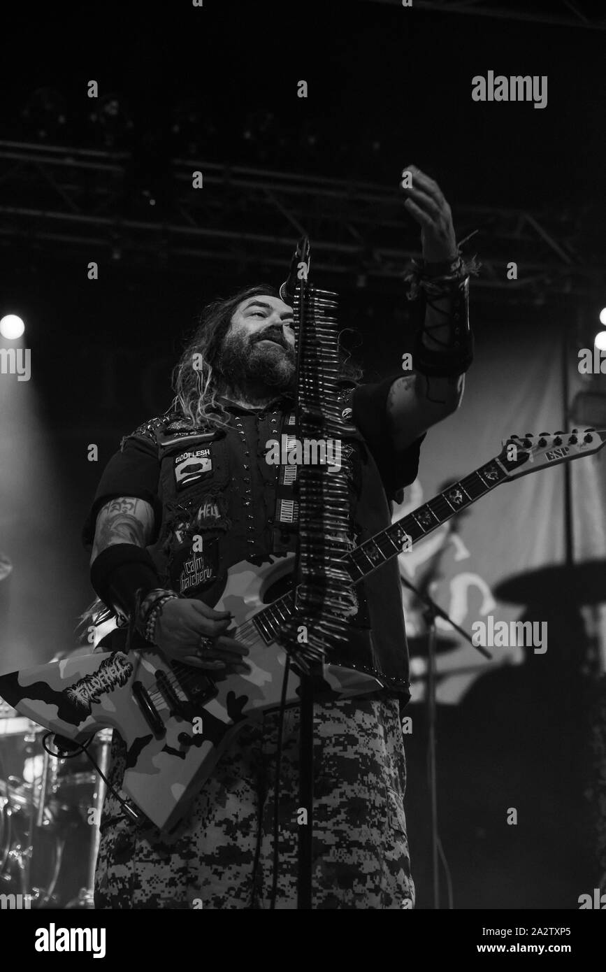 Mailand, Italien. Vom 5. Dezember 2017. Brasilianische band Cavalera Conspiracy mit Max und Igor Cavalera führt bei Live-Musik-Club. Brambilla Simone Fotografie Stockfoto