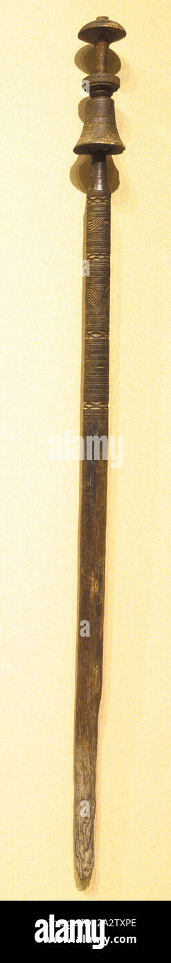 Zelt post, Tuareg, 1940-1970, Holz, 47-1/2 x 3 (Durchm.), Afrikanische Kunst Stockfoto
