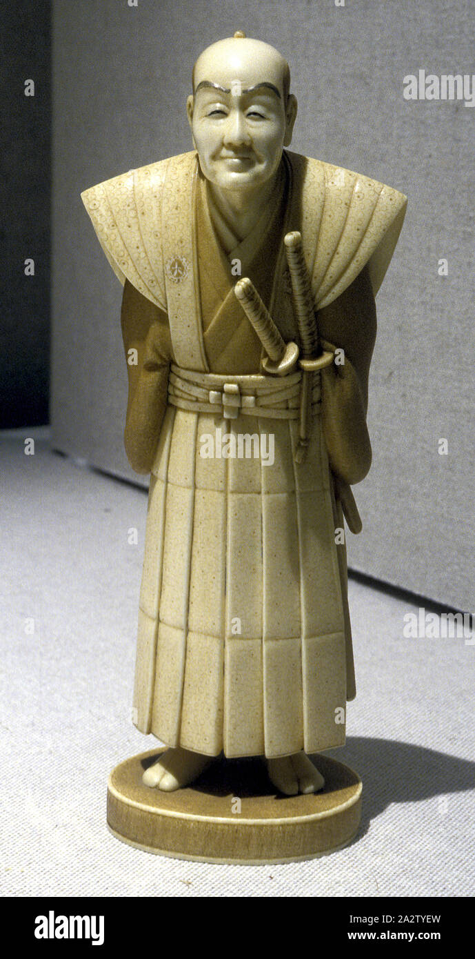 Samurai, Meiji, Meiji, 1868-1912, Elfenbein, 7-1/8-in.-, Asiatische Kunst Stockfoto