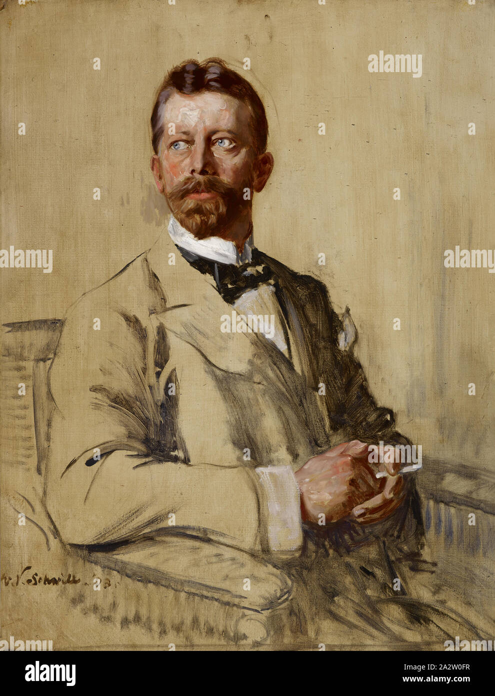 Portrait von Prinz Heinrich von Preußen, William Valentine Schevill (American, 1864-1951), 1908, Öl auf Leinwand, 38 x 29 in. (Leinwand) 49-1/4 x 40-1/2 x 2 in. (Gerahmt), signiert und datiert, l: W. V. Schevill. '08, Amerikanische Malerei und Skulptur bis 1945 Stockfoto