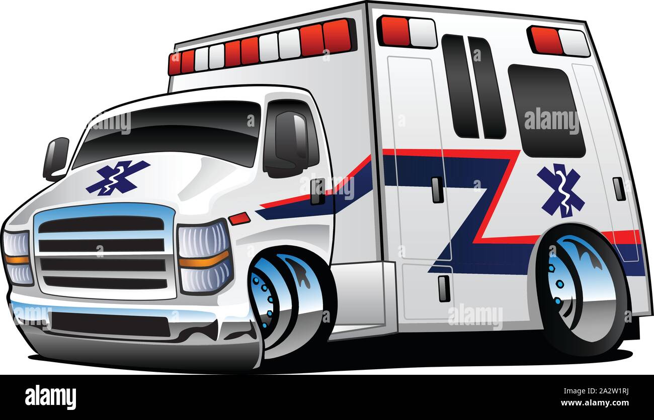 Sanitäter EMT Ambulance Rescue Truck Cartoon isoliert Vector Illustration Stock Vektor