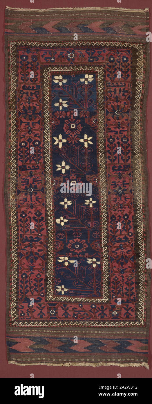 Teppich "Baluchi" Menschen, 1850-1875, Wolle,38-1/2 x 94 in., Textil und Mode Kunst Stockfoto
