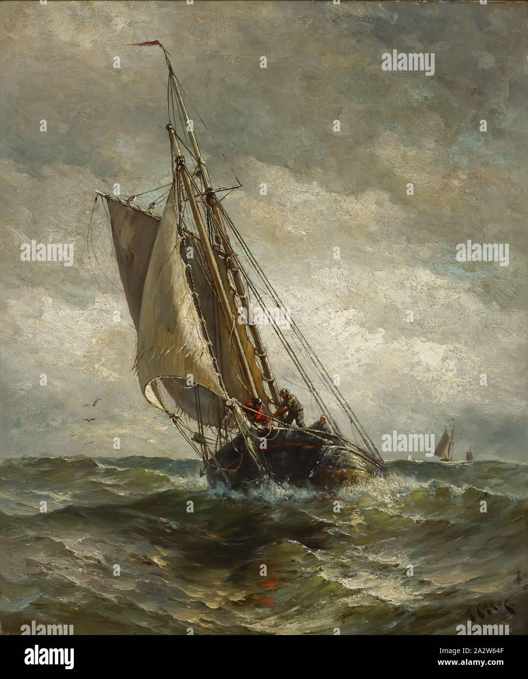 Laufen für eine Anchorage, Henry Chase (American, 1853-1889), ca. 1882, Öl auf Leinwand, 30-1/4 x 25-1/4-in. (Leinwand) 43-3/4 x 38-3/4 x 5 in. (Gerahmt), signiert unten rechts: H. Chase, Amerikanische Malerei und Skulptur bis 1945 Stockfoto