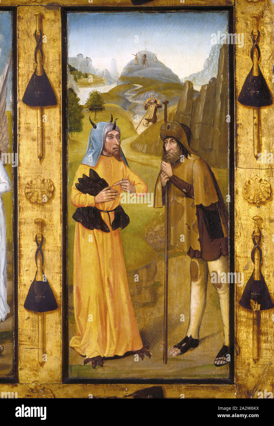 Die Wunder des Heiligen Jakobus, der Meister des die Legende von St. Godelieve (Flämische), ca. 1500, Öl auf Leinwand, 32 x 70 in. (Geschlossen), 32 x 138 in. (Öffnen), europäische Malerei und Skulptur vor 1800 Stockfoto