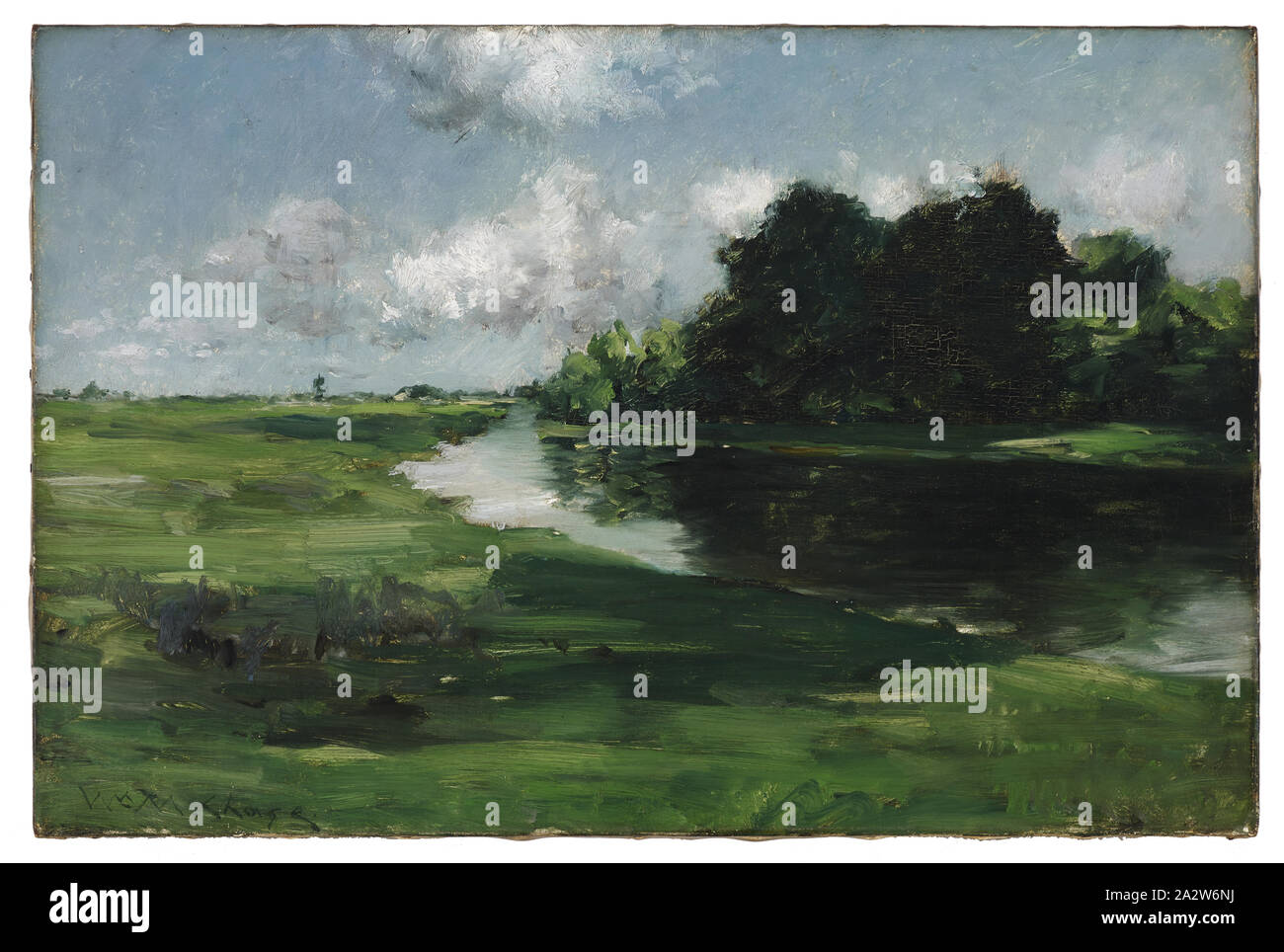 Long Island Landschaft nach einem Regenschauer (nach der Dusche), William Merritt Chase (American, 1849-1916), 1889, Öl auf Leinwand, 15-1/2 x 23-1/2-in. 25-3/4 x 33-3/4 x 3-3/4 in. (Gerahmt), Amerikanische Malerei und Skulptur bis 1945 Stockfoto