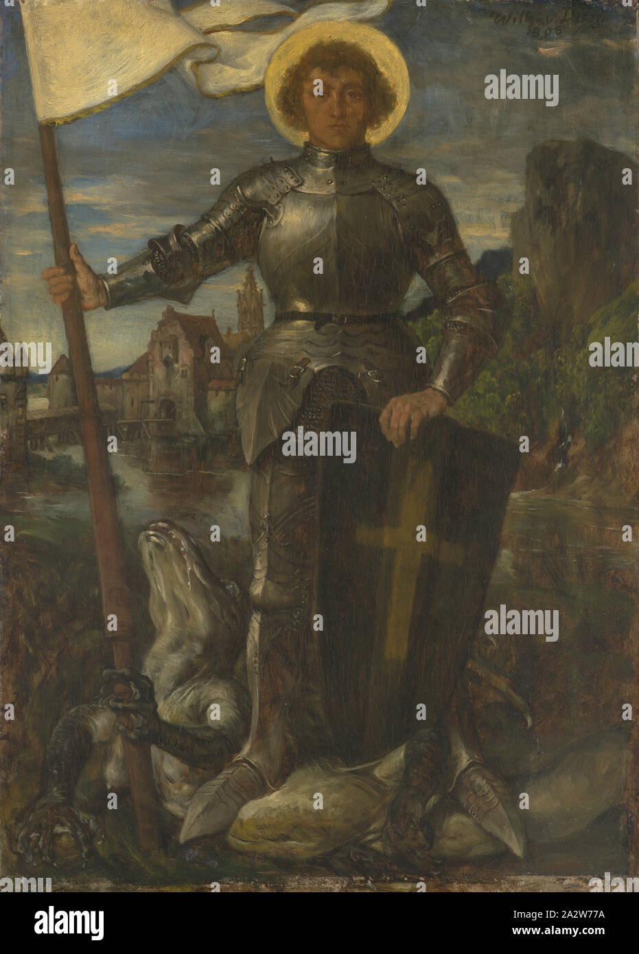 St. George, Wilhelm von Diez (1839-1907), 1896, Öl auf Leinwand, 15 x 11 in., Europäische Malerei und Skulptur 1800-1945 Stockfoto