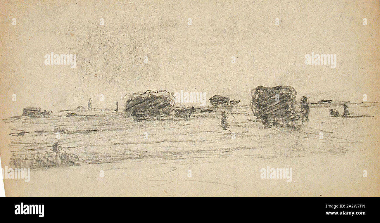 Kornlastwagen im Feld, John allyn Adams (American, 1851-1927), 1885-1886, Bleistift auf Papier, Serie, München Kompositionen Skizzenbuch Stockfoto