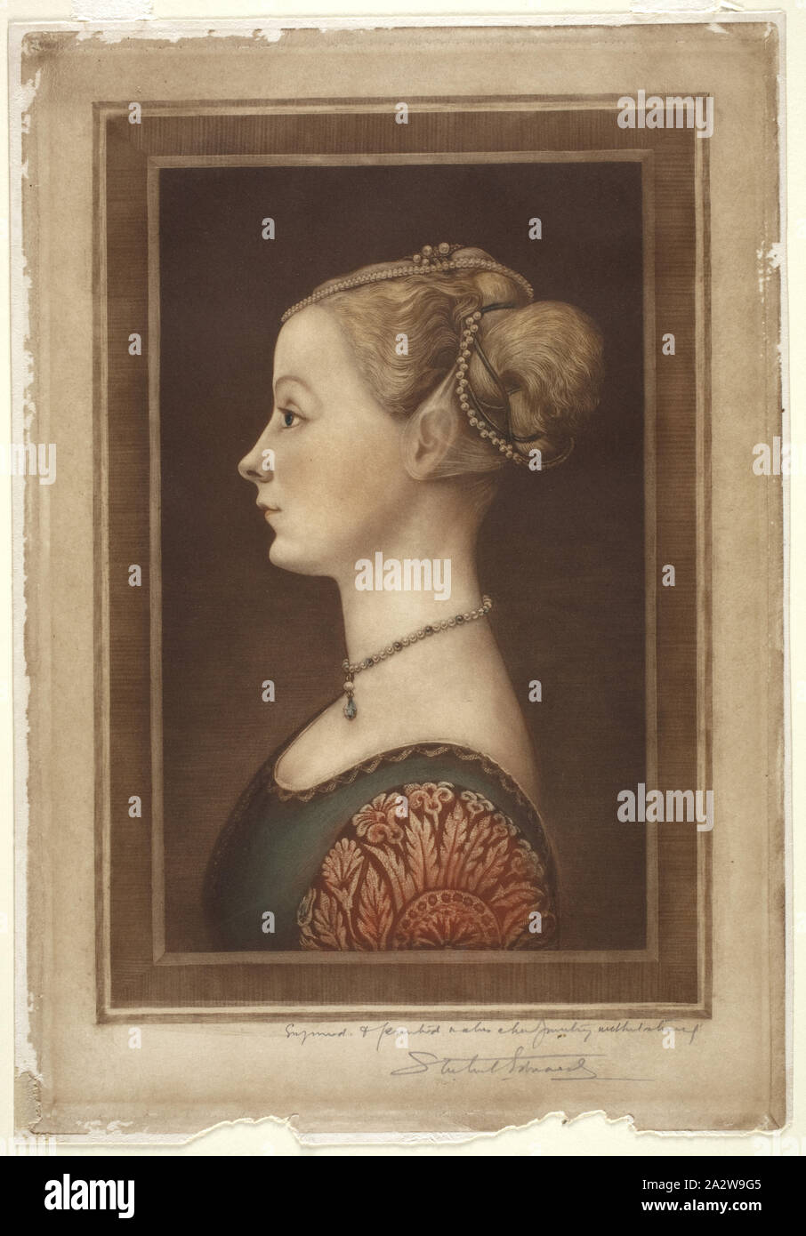 Bildnis einer Dame, Samuel Arlent Edwards (American, 1861-1935), nach Piero della Francesca, Tinte auf Papier, 13-1/4 x 9 in. (Bild) 16-1/4 x 11-1/4-in. (Blatt Stockfoto