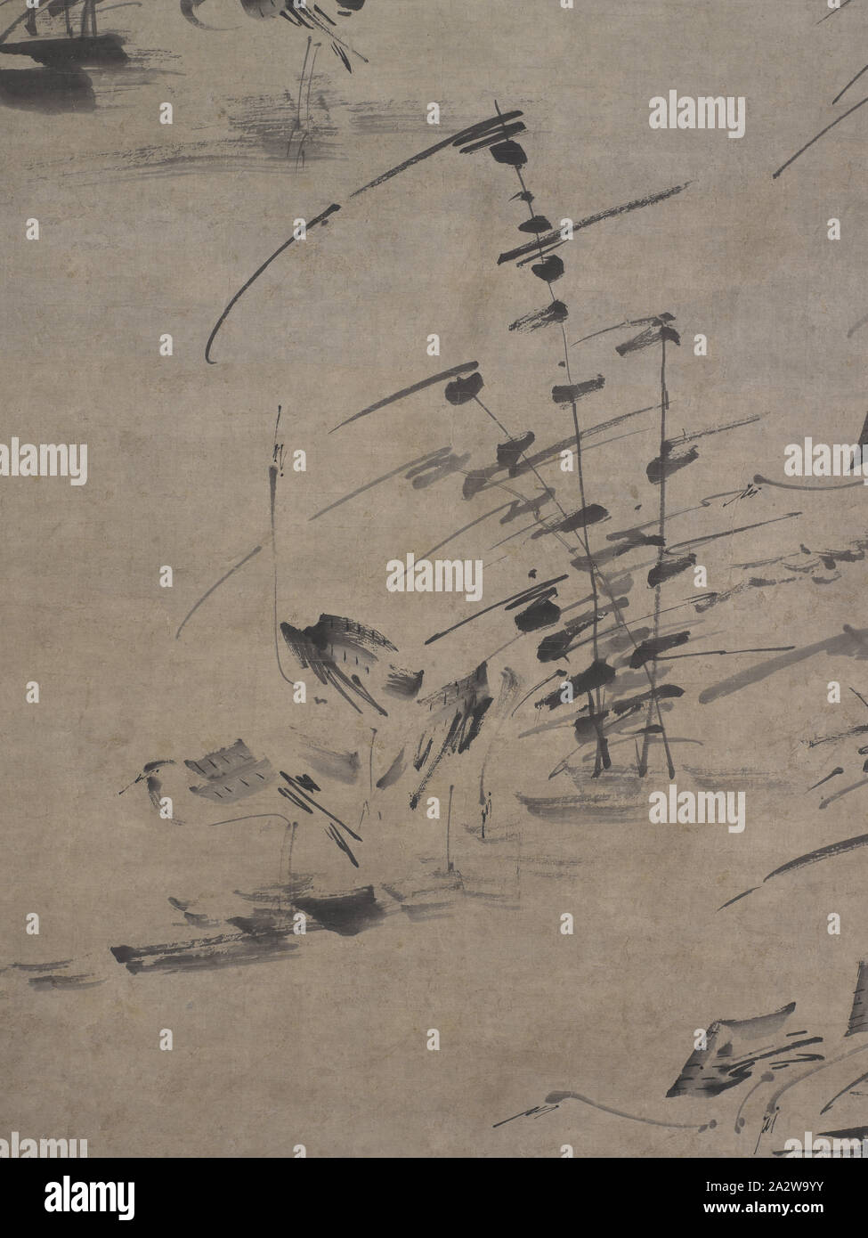 Zwölf Reiher im Marsh Gräser, Zhu Da (Chinesisch, 1624-1705), Qing Dynastie, Tusche auf Papier, 46 x 20 in. (Bild) 101-11/16 x 25-13/16 in. (Overall), unterzeichnet: Bada shanren Xie 2 Dichtungen, Asiatische Kunst Stockfoto