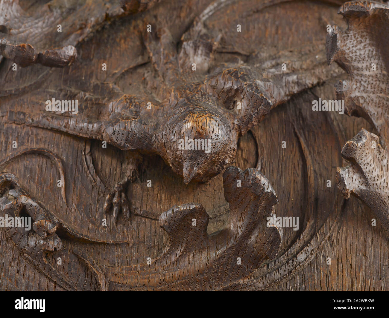 Salamander und Bird, Edward Henry Buchorn (American, 1871-1945), um 1903, Eiche, 19-1/8 x 7-3/4 x 2 in., die dekorativen Künste Stockfoto