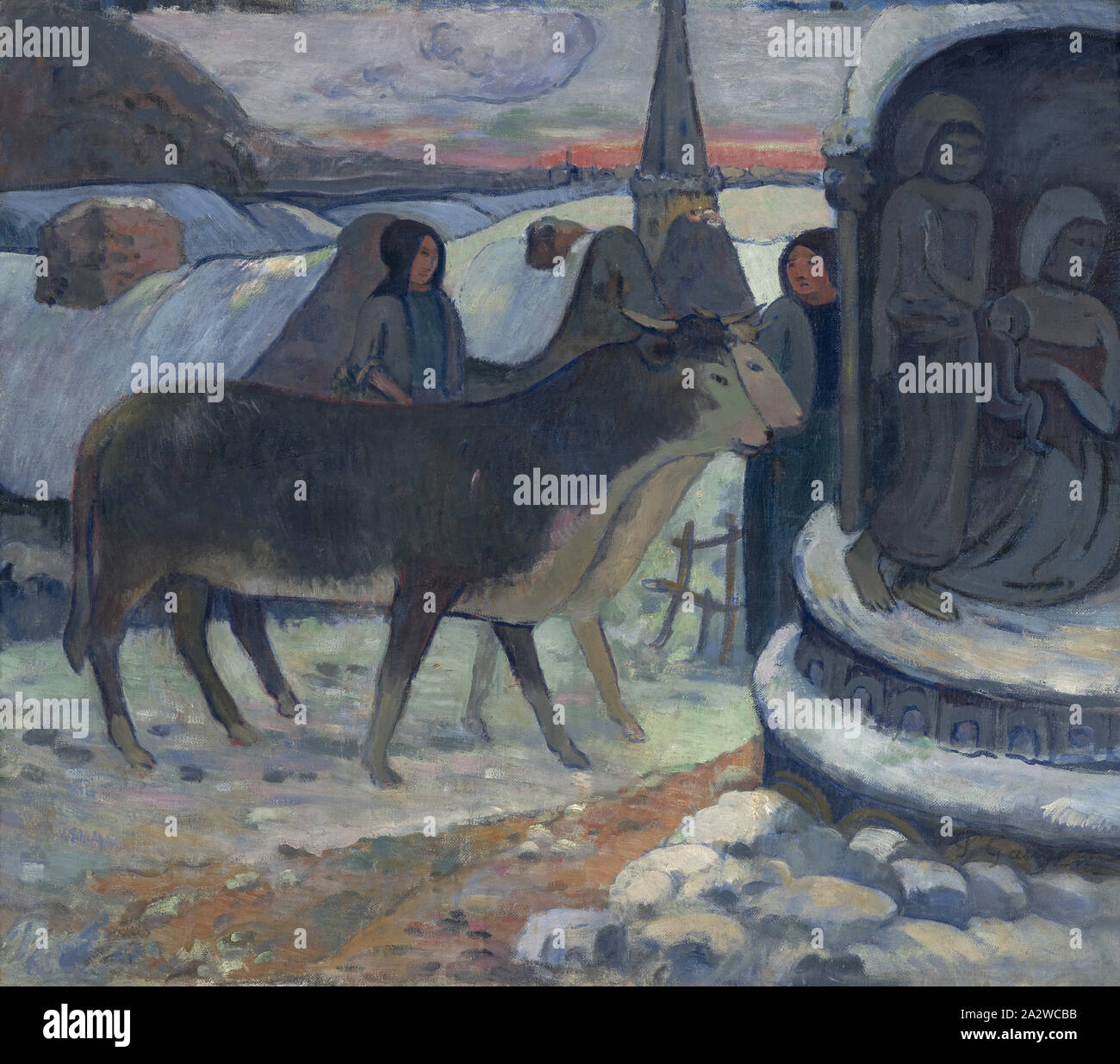 Weihnachten Nacht (der Segen des Ochsen), Paul Gauguin (Französisch, 1848-1903), 1902-1903, Öl auf Leinwand, 27-15/16 x 32-1/2-in. (Leinwand) 38-3/8 x 43 x 2-5/16-in. (Gerahmt), signiert unten rechts: s. Gauguin, europäische Malerei und Skulptur 1800-1945 Stockfoto