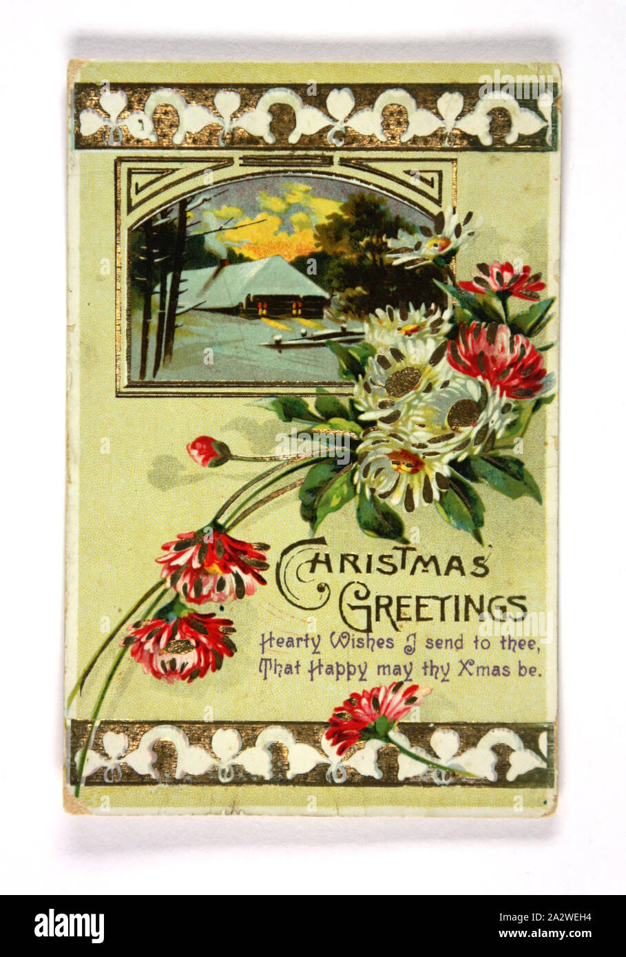 Weihnachtskarte - William Nairn zu Familie, ca. 1907-1915, Postkarte mit Weihnachten card Design auf der Vorderseite, geschrieben von William Nairn zu seiner Familie, die Zeit zwischen 1907 und 1915. William Nairn diente später im Ersten Weltkrieg und war in den Gräben von Frankreich im Juli 1918 ermordet Stockfoto