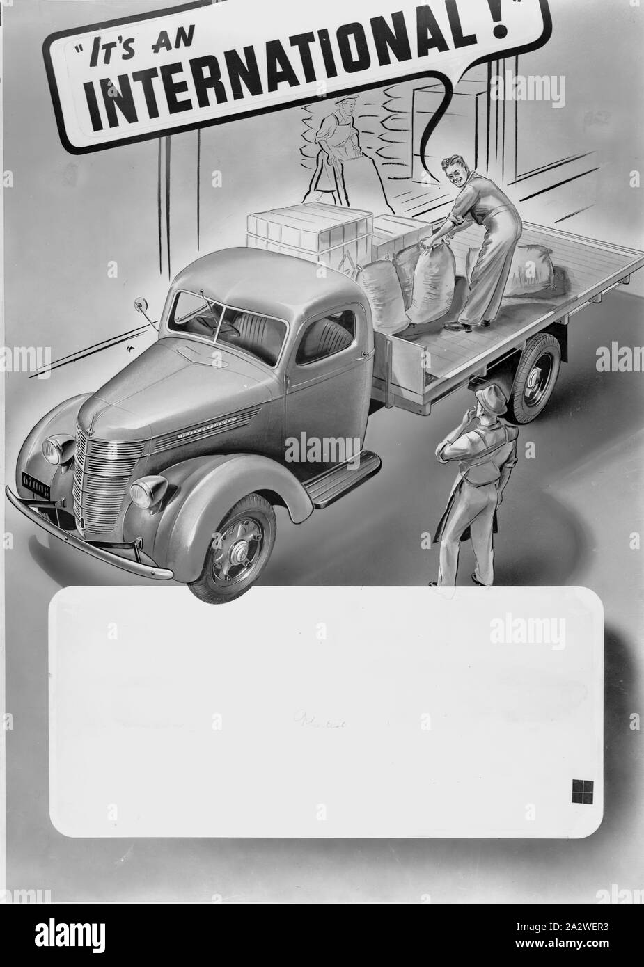 Negative - International Harvester, Werbung, D Serie Nutzfahrzeuge, 1940, Teil einer großen Sammlung von Glas- und Filmnegative, Folien, Fotoalben, Produktkataloge, Videos, Kinofilme, Firma Zeitschriften, Inserate und Zeitungsausschnitte über die Tätigkeiten der International Harvester Company und ihre Tochtergesellschaften in Australien. Der International Harvester Company von Amerika wurde im Jahre 1902 durch den Zusammenschluss der fünf führenden gebildet Stockfoto