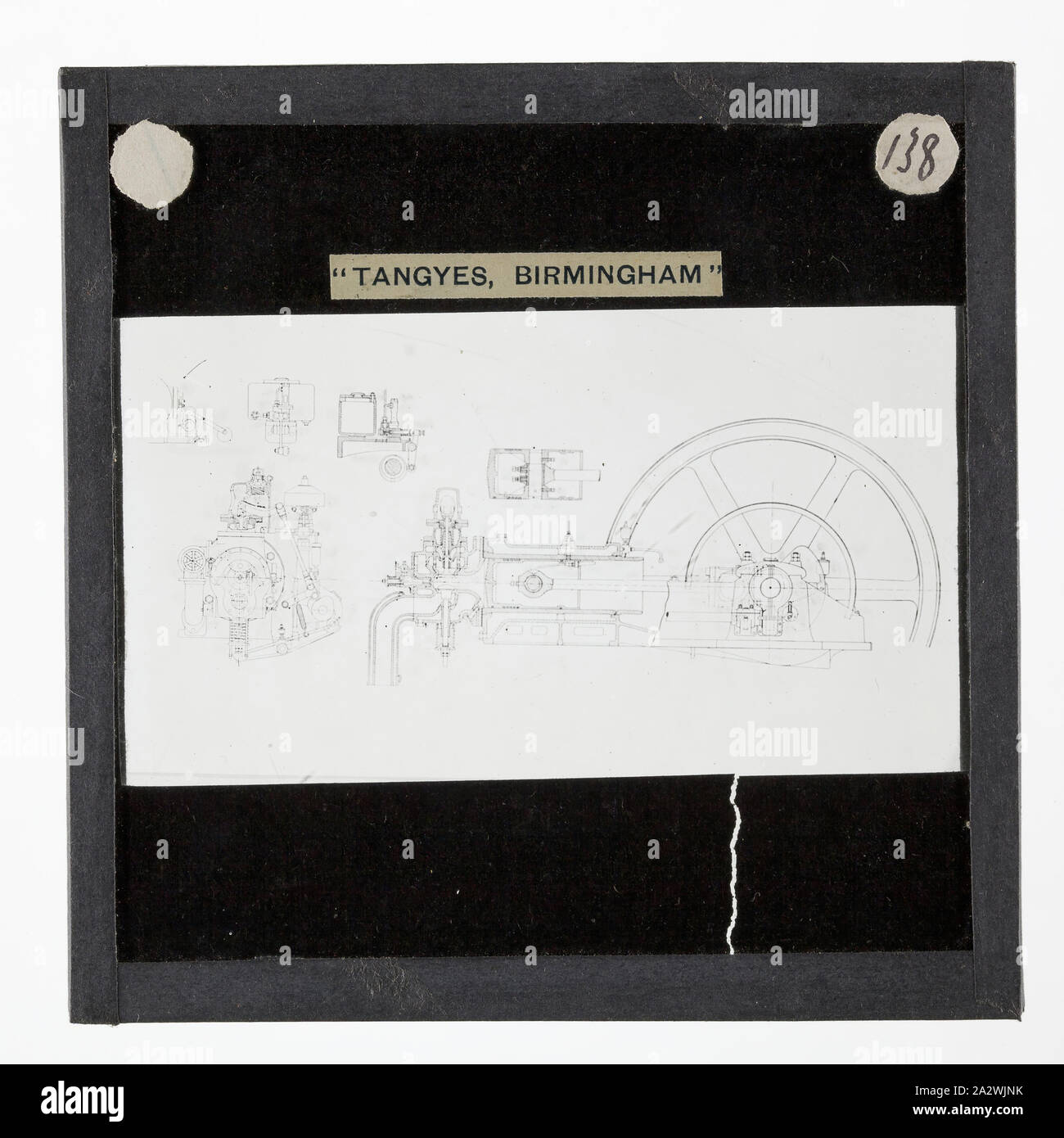 Lantern Slide-Tangyes Ltd, Gas Motor Diagramm, um 1910, eine der 239 Glas Laterne Folien, Produkte von Tangyes begrenzt Ingenieure von Birmingham, England hergestellt. Die Bilder gehören verschiedene Produkte wie Motoren, Kreiselpumpen, Hydraulikpumpen, Gasproduzenten, Materialprüfung, Pressen, Werkzeugmaschinen, Hydraulikzylinder etc. Tangyes war ein Unternehmen, das von 1857 bis 1957 betrieben. Sie produziert eine Vielzahl von Engineering Stockfoto