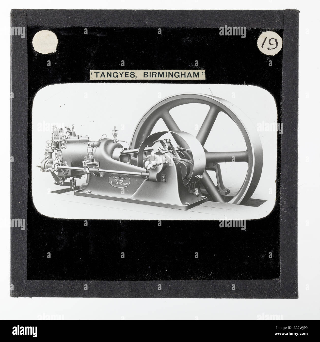 Lantern Slide-Tangyes Ltd, Horizontale Gasmotor, um 1910, Tangye horizontale Gasmotor Stockfoto