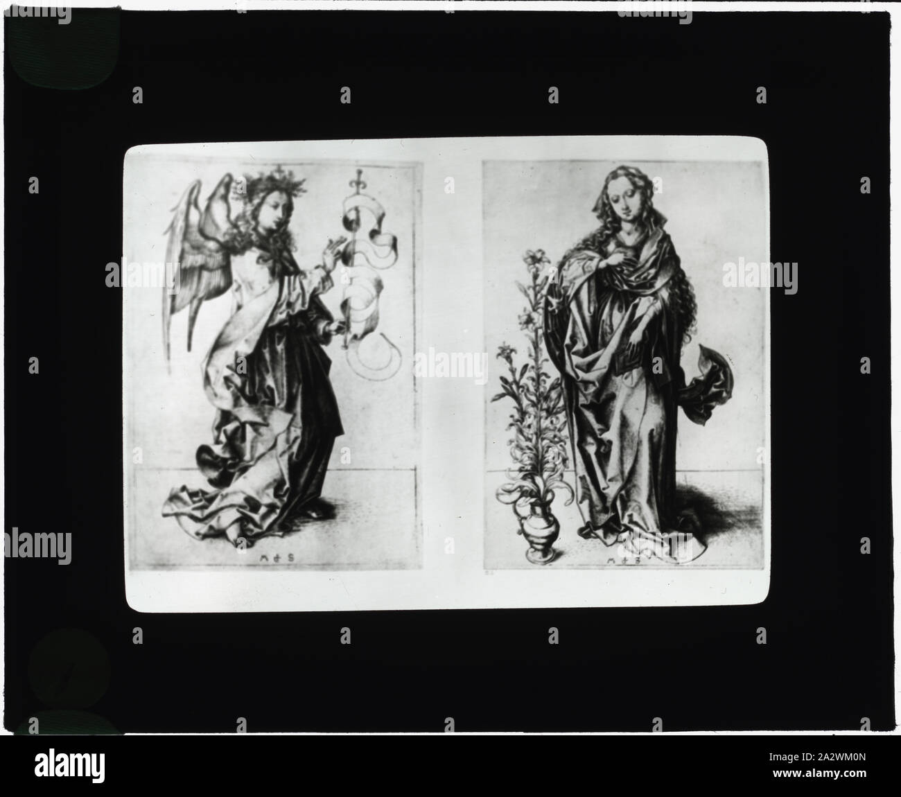 Die Vervielfältigung von Drucken Übersicht: Madonna und Erzengel Gabriel Stockfoto