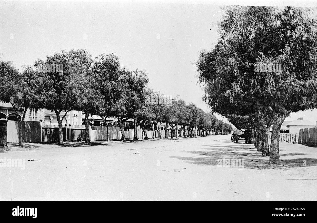 Negative - Kadina, South Australia, 1936, Morphett Terrasse in Kadina. Der Pfeffer Bäume säumen die Straße, wurden später unten geschnitten Stockfoto